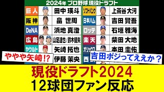 【球団別】現役ドラフト2024　12球団ファン反応　【プロ野球なんJ反応】