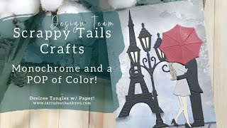Scrappy Tails Crafts | Monochrome Card with a POP of Color (Card Making Tutorial)