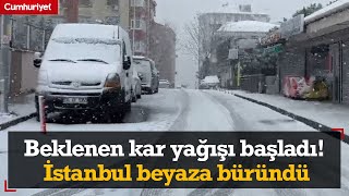 Beklenen kar yağışı başladı! İstanbul beyaza büründü