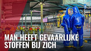 Beelden: dreiging Schiphol door man met 'gevaarlijke stoffen'