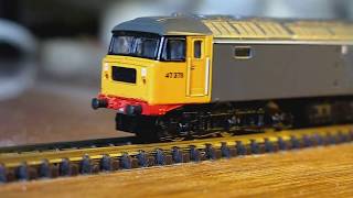 Double headed Minitrix Class 47 Railfreight Greys 47378+sister