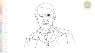 Thomas Alva Edison drawing easy | Portrait sketches | How to draw Thomas Edison step by step simply