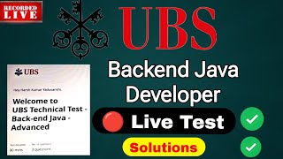 UBS Technical Assesment Java Developer Solutions| UBS-BackEnd Java Advanced Developer Test Recording