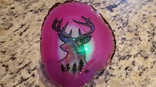 Beautiful Embellished Tattoo on An Agate Slice Rock Art