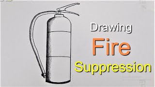 Draw a fire suppression | lpg cylinder | lpg gas fire fighting | Pencil to draw