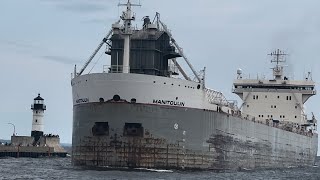 Manitoulin Has Been Stuck in Ice For Days Off Buffalo… (stock footage)