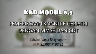 KKD PEMERIKSAAN KOGNITIF GERIATRI MMSE DAN CDT