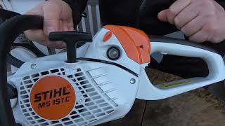 Stihl Benzin-Motorsäge MS 151 C-E ideal für Baumpflege- und Durchforstungsarbeiten