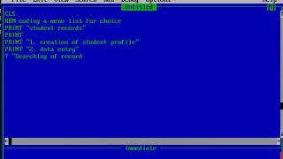 coding a menu list for choice in basic.