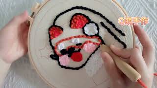 poke embroidery 名畫系列～帶珍珠的少女戳戳繡制作過程