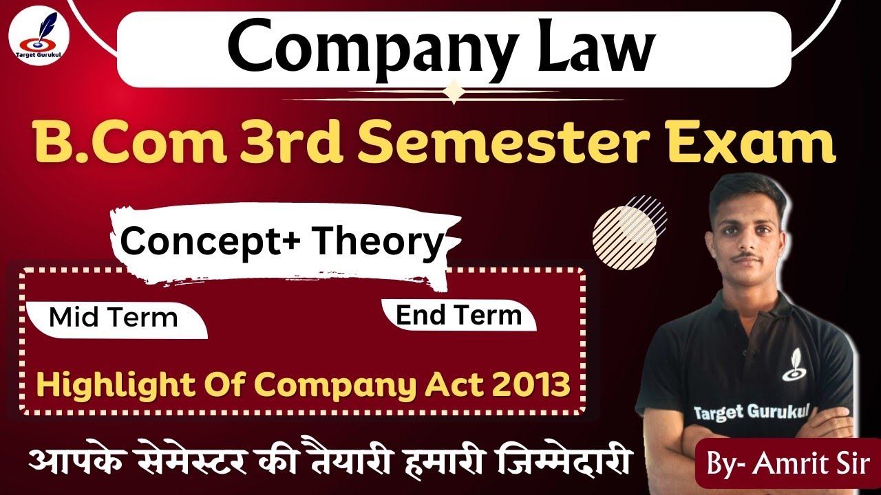 Company Law | B.Com 3rd Semester Exam 2023 | Highlights Of Company Act ...