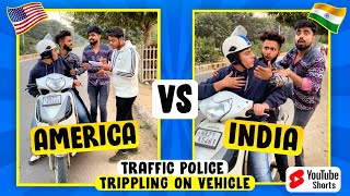 USA 🇺🇸 vs India 🇮🇳 ~ Friends Tripling on Vehicle 😂 @SujalThakral ~ Dushyant Kukreja #shorts
