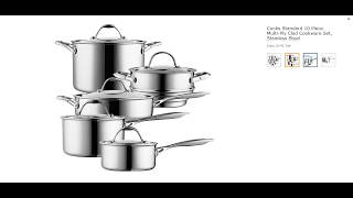 Cooks Standard 10 Piece Multi-Ply Clad Cookware Set, Stainless Steel