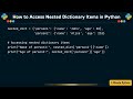How to Access Nested Dictionary Items in Python