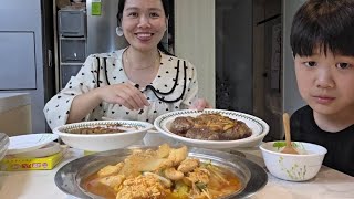 Cô Dâu Hàn tâm sự nhỏ Nấu bữa tối Lá nhíp ngâm tương Canh trứng cá cay Bít tếch Woo thích