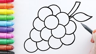 Menggambar dan Mewarnai Buah Anggur dengan Crayon