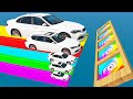 Giant & Small Car vs Portal Trap with Slide Colors – Cars vs Train vs Police vs Bomb – BeamNG.Drive