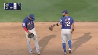 Elvis Andrus and Rougned Odor exchange words over who should have caught a pop-up