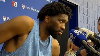 Joel Embiid heated altercation and pushes reporter in 76ers locker room - FULL STORY