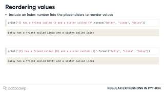 Regular Expressions in Python: Positional formatting