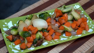 Brussels Sprouts with Shiitake, Daikon and Baby Carrots