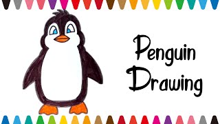 How to Draw a PENGUIN| Simple Easy drawing for children| Crayons Drawing for kids | Coloring