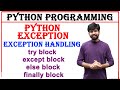 python exception | exception handling in python | try block, except block, else block, finally block