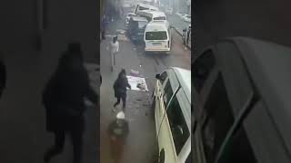 Terrifying explosion sends buses airbone, narrowly missing man in Johannesburg #shorts