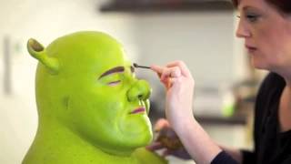 Backstage at Shrek The Musical Dean Chisnall becomes Shrek!