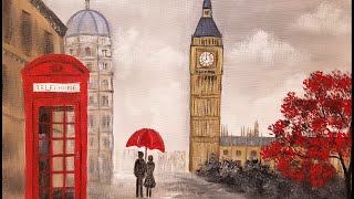 LONDON Landcape Impressionist Acrylic Painting Tutorial LIVE #Valentines #Angelooney Event