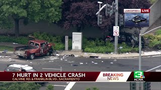 7 injured after crash in Sacramento involving stolen sedan, officials say