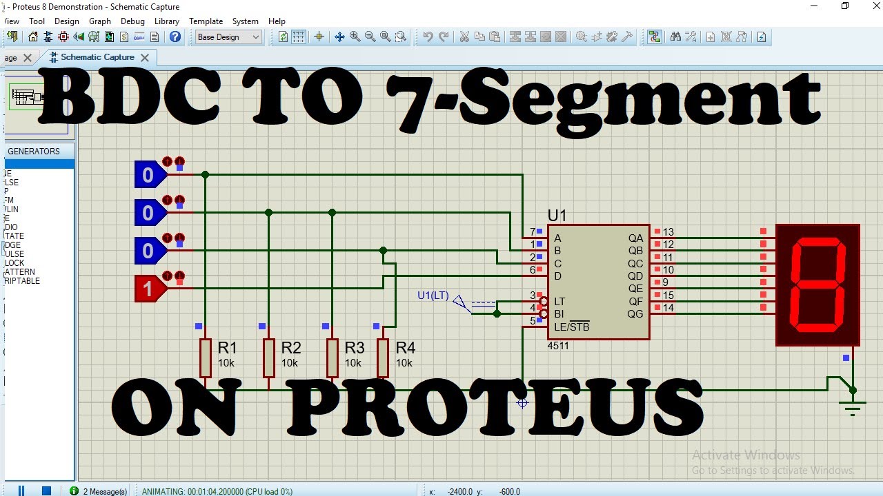 8.SIMULATION OF BCD TO 7-SEGMENT DISPLAY DECODER | ON PROTEUS. - YouTube