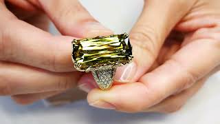 Namibian Yellow Tourmaline Ring at 14.41 carats by Kat Florence. KF06282