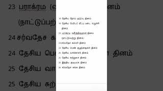 முக்கிய தினங்கள் #tnpsc new   #tet # current affairs  # mukkiya dhinam #shortsviral  #gkquiz