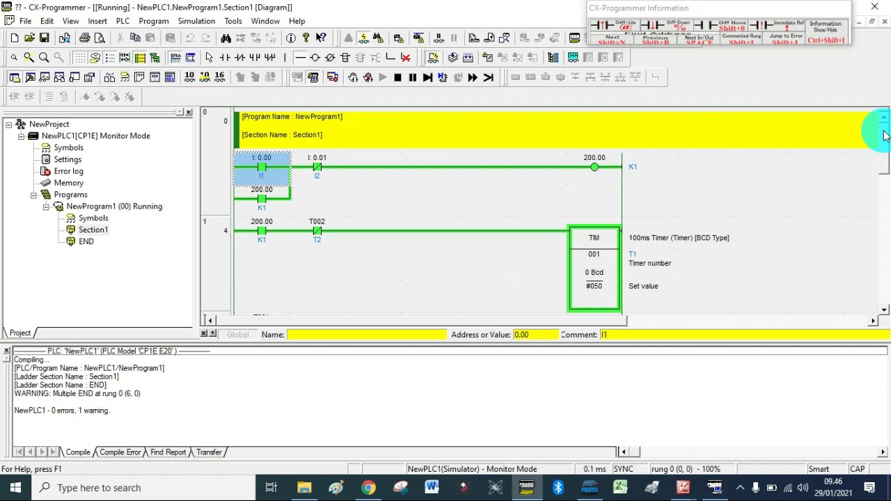 Program Ladder Flip Flop Berbasis Plc Omron Cp1e Youtube