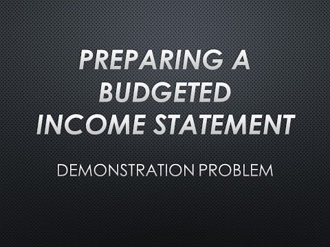 Preparing a Budgeted Income Statement Demonstration Problem Preparing a Budgeted Income Statement Demonstration Problem
