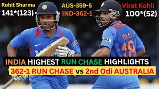 India Highest Run Chase Down 362-1 By Australia 2nd ODI 2013 Full HD Highlights (Ball By Ball)