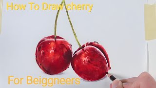 How To Draw realistic cherry 🍒|| cherry realistic drawing || subscribe to art gallery