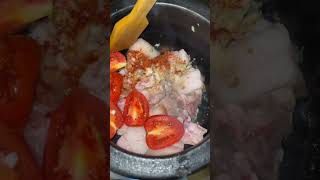 Boiled pork with Mejenga leaves cooked in a clay pot. #assamese