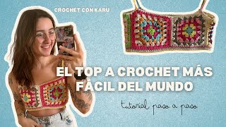 TOP FÁCIL A CROCHET CON GRANNY SQUARES  - TUTORIAL PASO A PASO PARA INICIANTES | CROCHET CON KARU