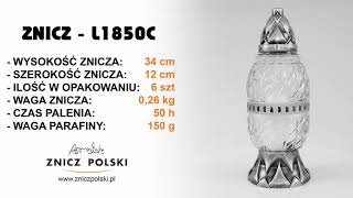 Żałoba zamknięta w artystycznym zniczu szklanym -  Znicz L1850C na parafinowe wkłady