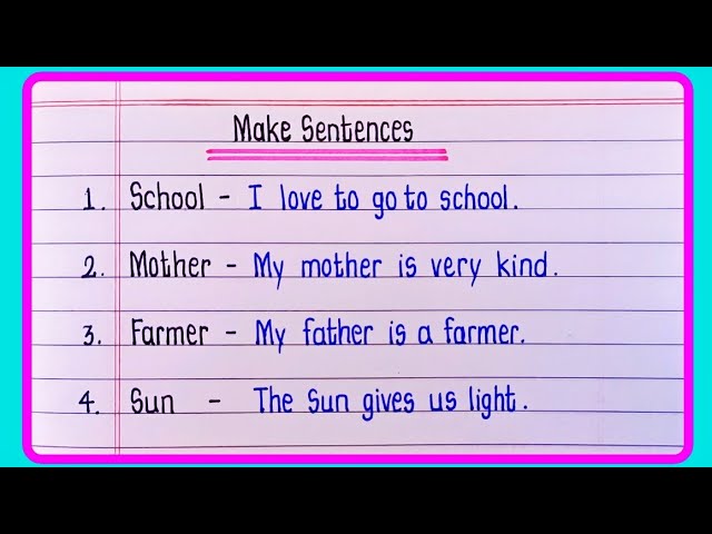 Make Sentences With Given Words For Cl 1 Infoupdate Org