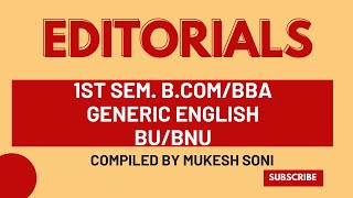 Editorials : 1st Sem. B.Com/BBA - Generic English-BU/BNU