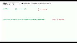 GED Study Guide Math Undefined Numbers