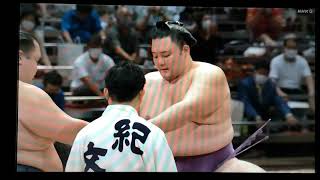 2020大相撲　sumo　７月場所　１１日目　輝×朝乃山　寄り切り