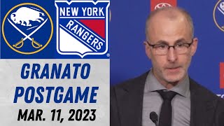 Don Granato Postgame Interview vs New York Rangers (3/11/2023)