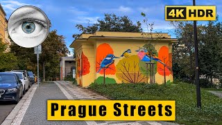 Prague streets 4k walk: Ječná st., Vinohrady,  Peace Square, Francouzská st. 🇨🇿 Czech Republic HDR