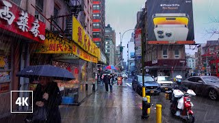 4K New York, RAINY Walk Through Chinatown, NYC walking tour