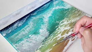 Easy Way to draw Sea Waves / Acrylic Painting Technique