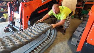 Swapping tracks on a Kubota